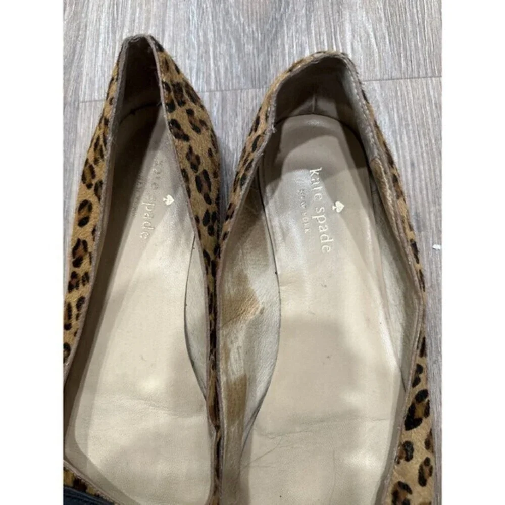 Kate Spade ‎ Calf Hair Leopard Leather Bow Flat 8 Pointed Toe Norah